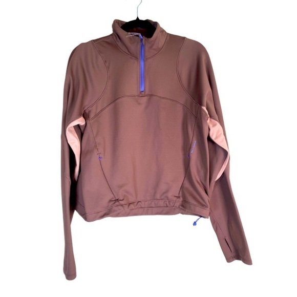 Brown Quarter-Zip Pullover with Purple Accents - Picture 1 of 11